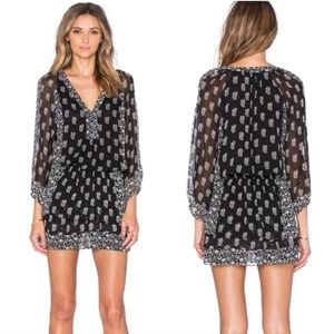 {Joie} Kessler Printed Silk Dress in Caviar Small